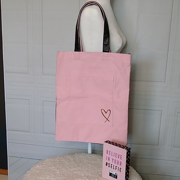 VICTORIA'S Secret Black Pink & Gold Love Made Me Do It Tote Bag - Picture 2 of 9
